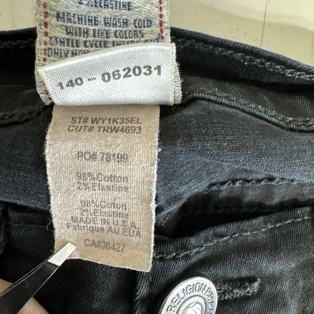 True Religion Jeans Casey Womens 29x29 Black Low Skinny Stretch Dark Wash Denim - Picture 11 of 12